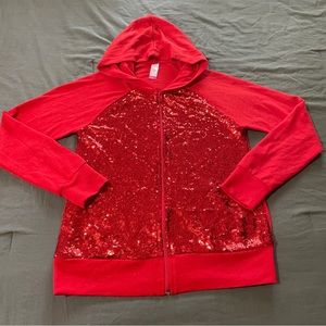Nobo sequins red hoodie juniors sz medium
